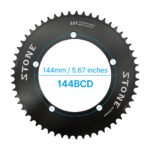 Stone 144BCD Round Chainring 42T-70T for Fixed Gear Track Bike Fixie Single Speed Bicycle 5-Bolt 1/2" x 1/8" Chain 7075 Aluminum Chainwheel