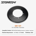 STONE 144bcd 60T-72T Fixed Gear Chainring 5mm thickness enhanced AL7075 T651 CNC Anodized Track Bike fixie Single Speed Chainwheel 1/8 Chain