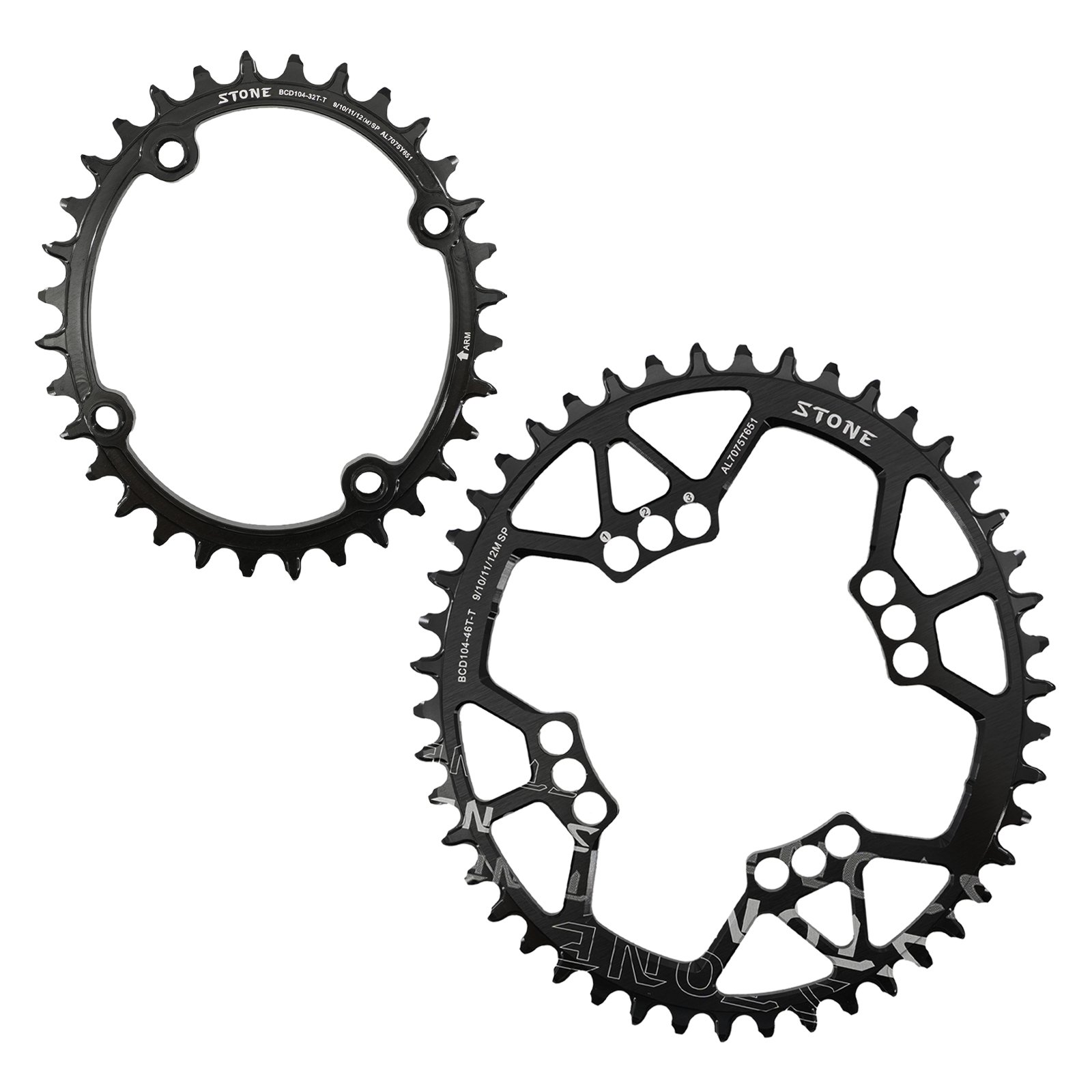 SNAIL 104BCD Narrow Wide Chainring For MTB - 32T To 42T Options, 7075 Aluminum Alloy, Compatible With 8-11 Speed Chains