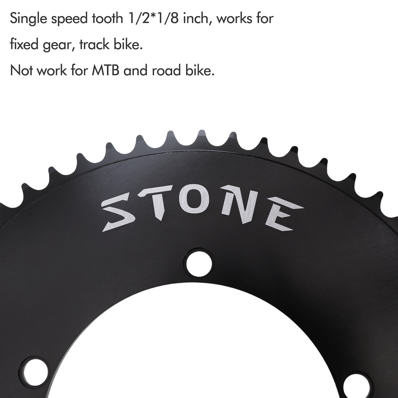 Stone 130 BCD Chainring for Single Speed Fixed Gear Fixie Track Bike Round 42T-60T Chainwheel 1/2" x 1/8" Chain 3 Stone 130 BCD Chainring for Single Speed Fixed Gear Fixie Track Bike Round 42T-60T Chainwheel 1/2" x 1/8" Chain