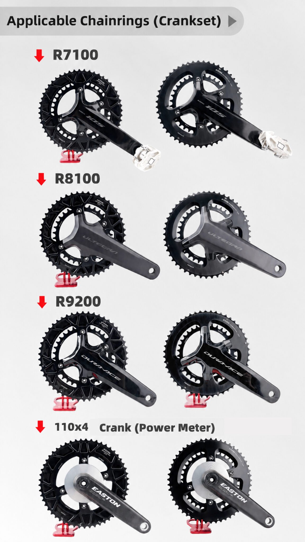 Stone 110bcd Round Double Chainring for Shimano 105 R7000 R7100 UT R8000 R8100 DA R9100 R9200 Di2 Road Bike 58 55 54 53 52 50 36T 39 40 34 48 46T