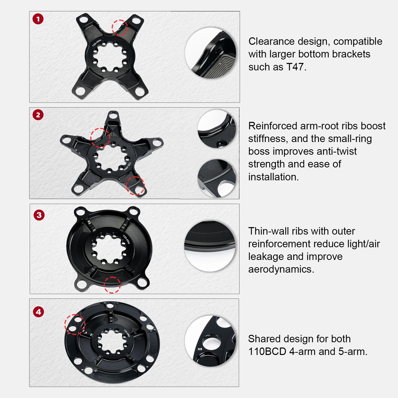 Stone AXS 체인링 어댑터 컨버터 스파이더 110BCD Sram Force Red Etap QUARQ 로드 바이크 그래블 12S  크랭크 105 R8000 8볼트용 - Stone 자전거 체인링