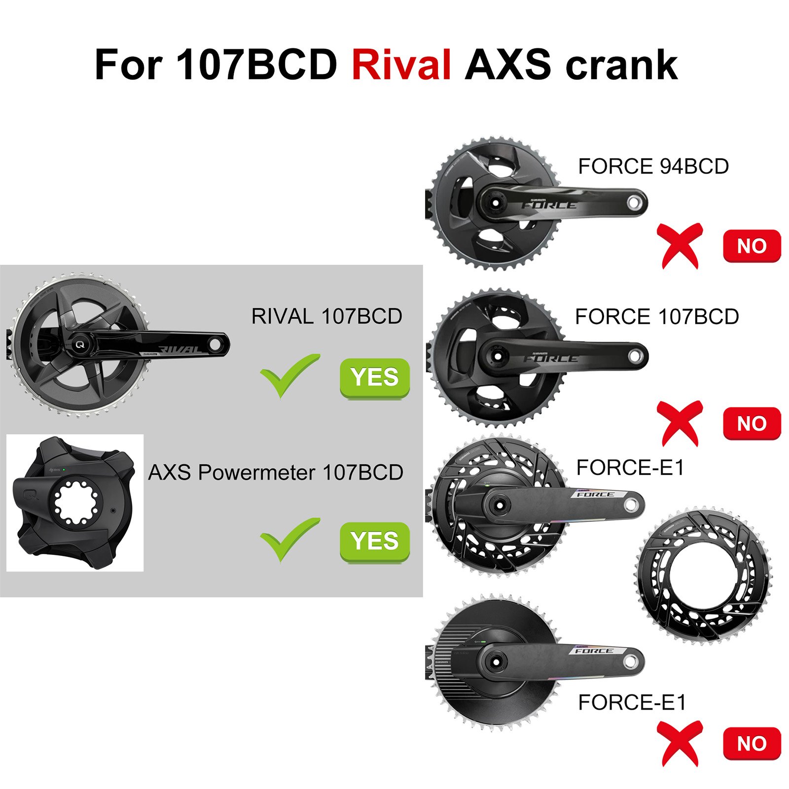 STONE SRAM Rival AXS Flattop 12S 13S用 107BCD ダブルチェーンリング