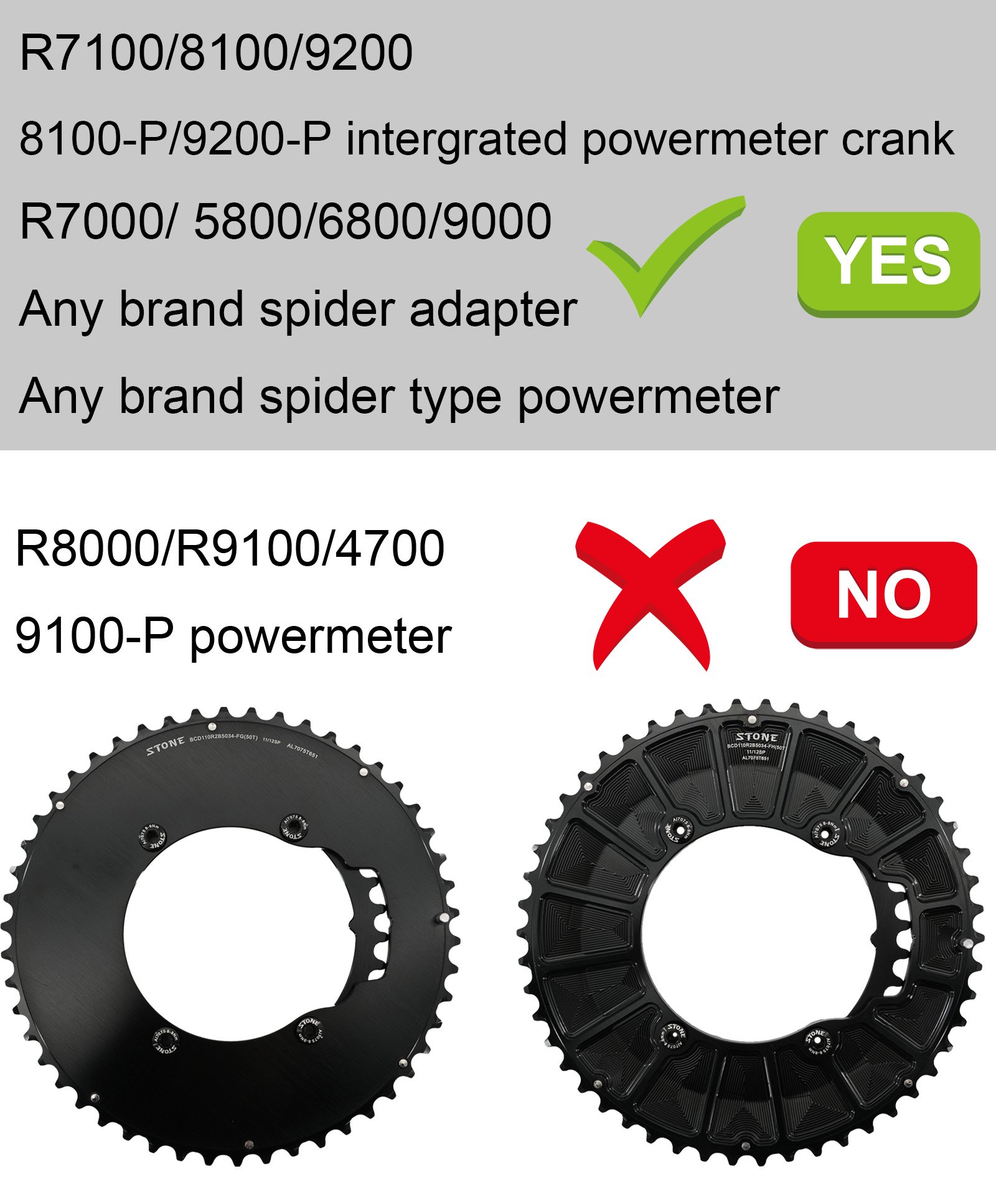 STONE 110BCD Aero Double Chainring for Shimano R7100, 46–58T