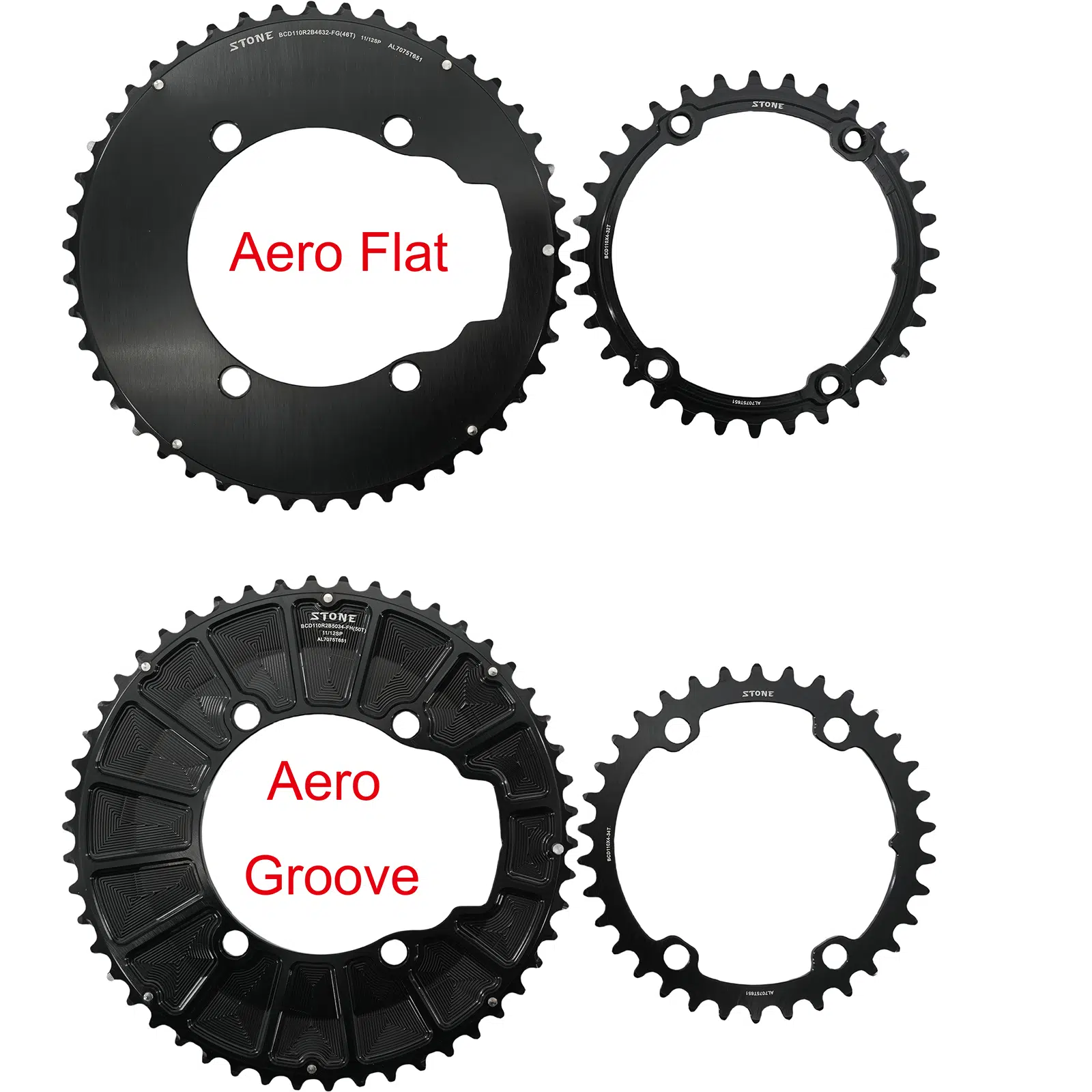Stone 110bcd Round Double Chainring Aero for Shimano 105 R7100 UT R8100 DA R9200 Di2 Road Bike 58 55 52 36T 53 39 54 40 50 34 48 46