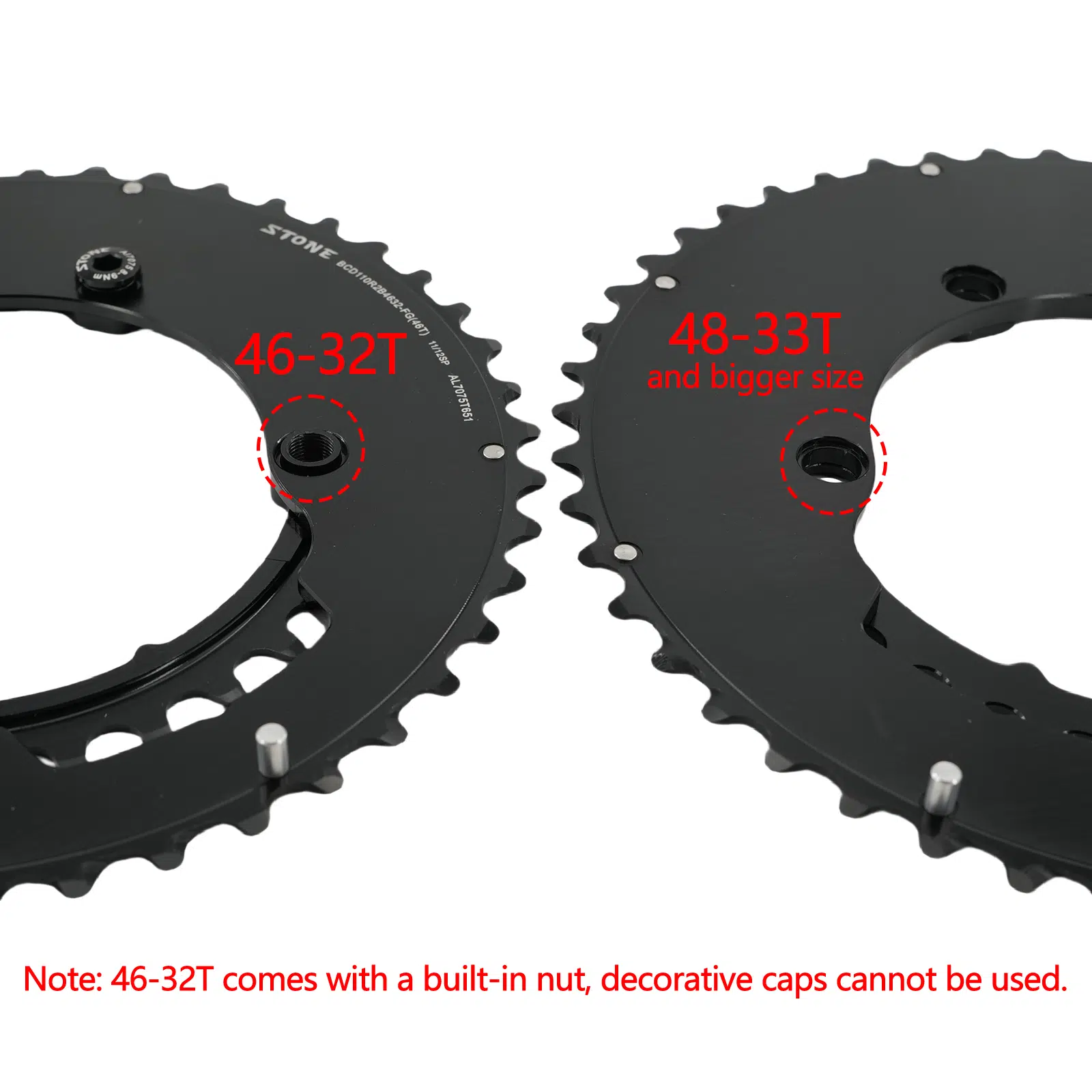 Stone 110bcd Round Double Chainring Aero for Shimano 105 R7100 UT R8100 DA R9200 Di2 Road Bike 58 55 52 36T 53 39 54 40 50 34 48 46