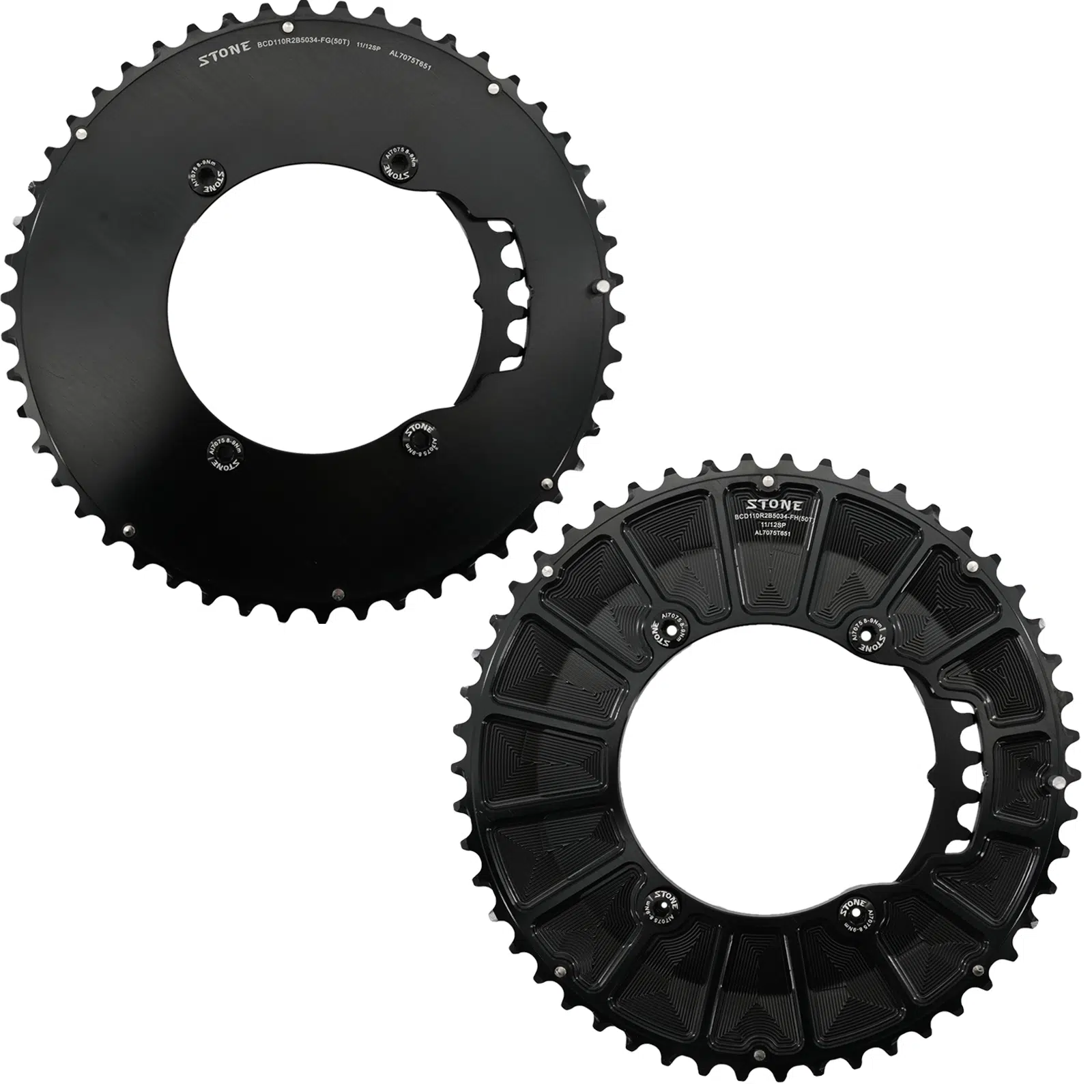 DJC Coppia Corone Bici Da Strada 110BCD 5 Bracci - Ovale 50-34T In Alluminio 7075 Per Sram Red/Rival, 8-12 Velocità - 5
