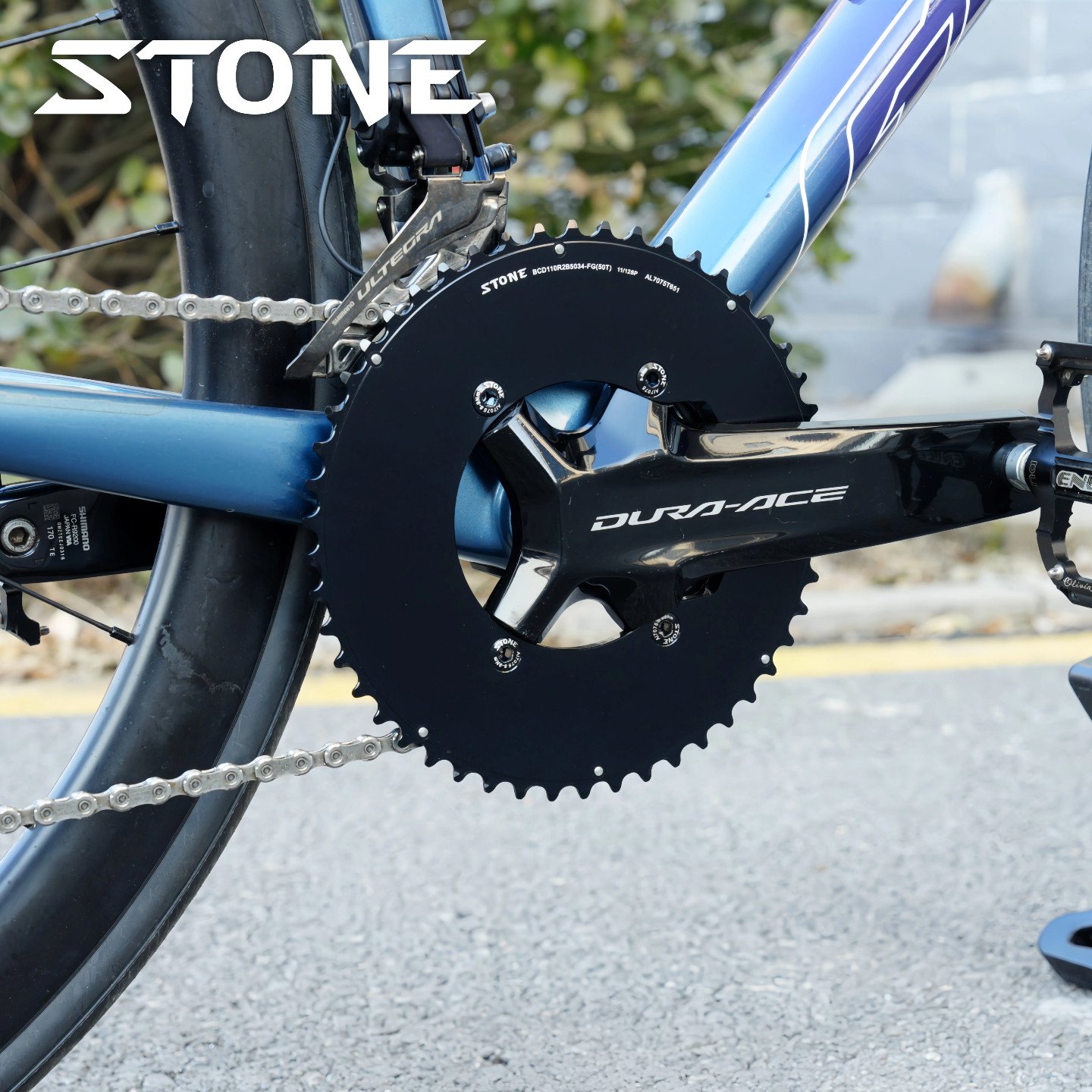 STONE 110BCD Aero Double Chainring for Shimano R7100, 46–58T
