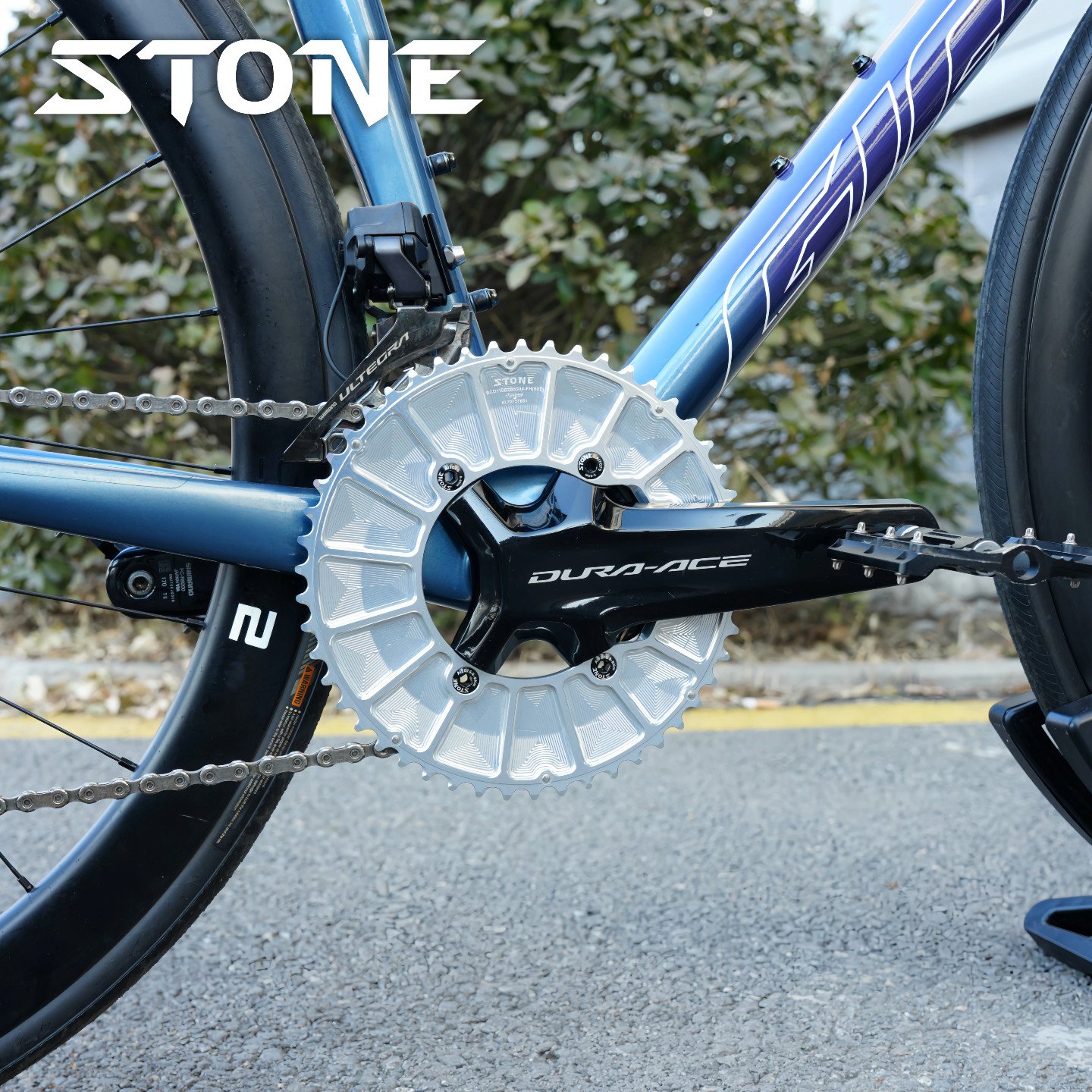 STONE 110BCD Aero Double Chainring for Shimano R7100, 46–58T