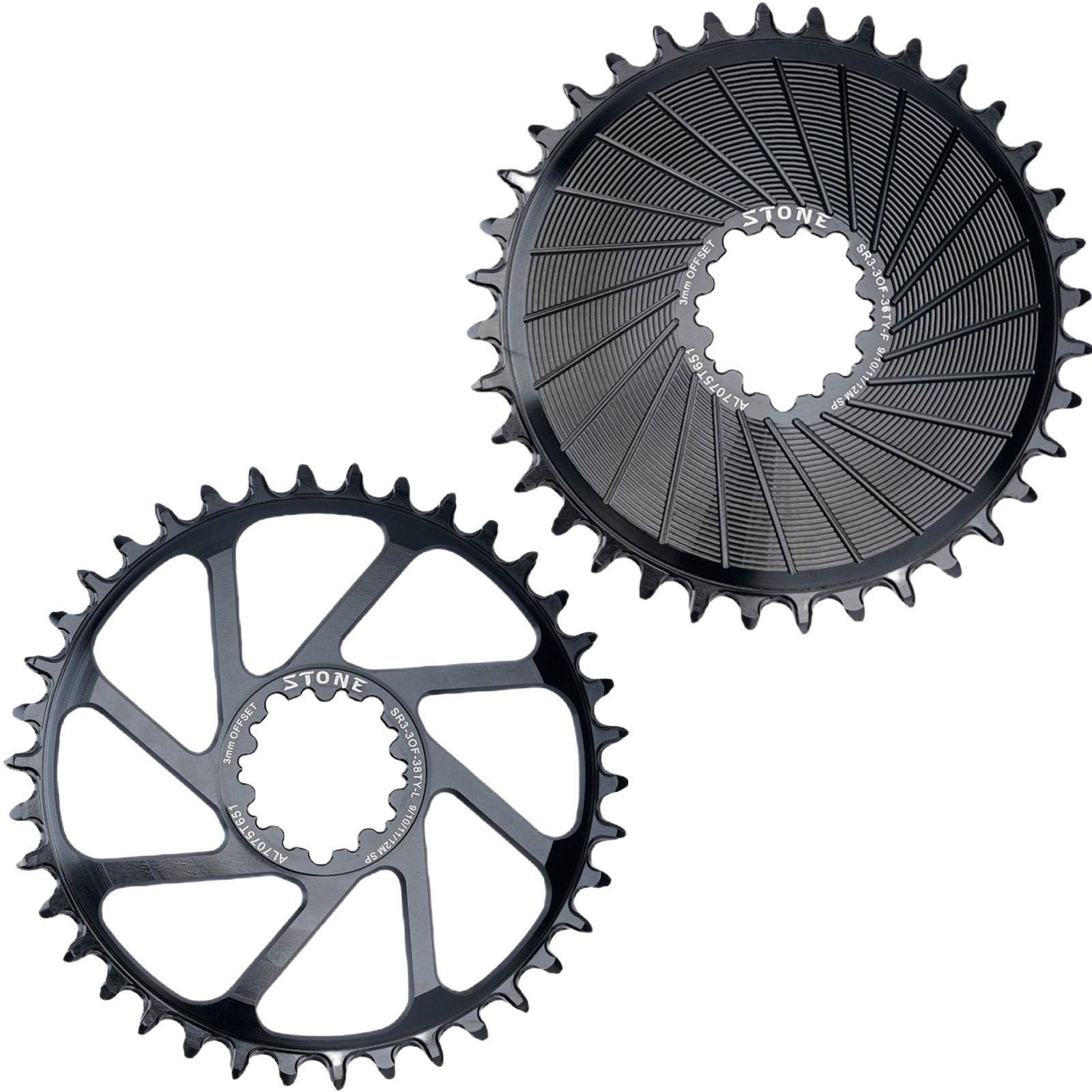 Stone 3-Bolt Direct Mount Chainring 3mm Offset, SRAM GX, Boost 148, 26T–40T