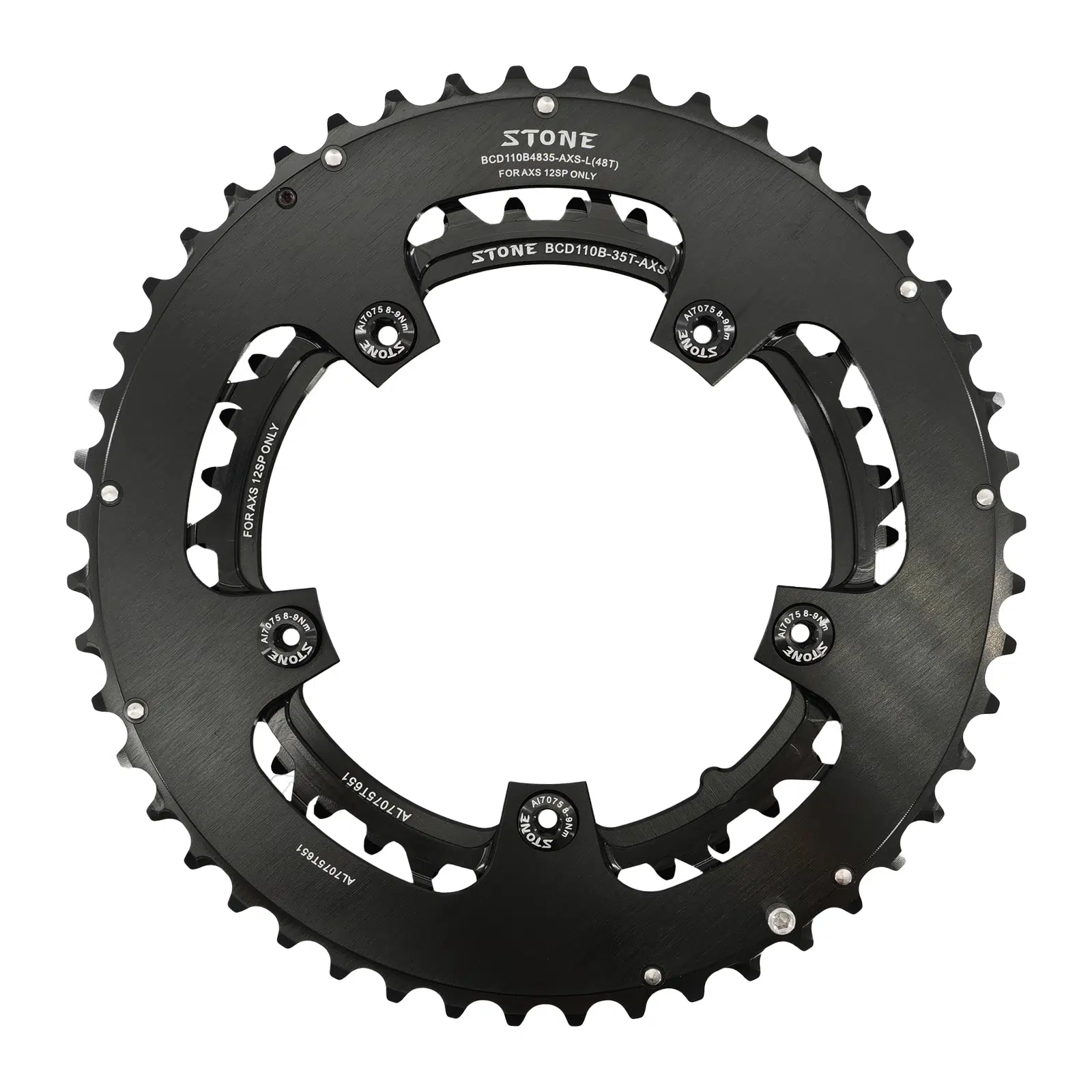 Stone 110bcd Round Double Chainring 5 bolts for 12S AXS Flattop Chain 12 Speed Road Bike  46 33t 48 33T 48 35T 50 37T 52 39T 54 41T 2x