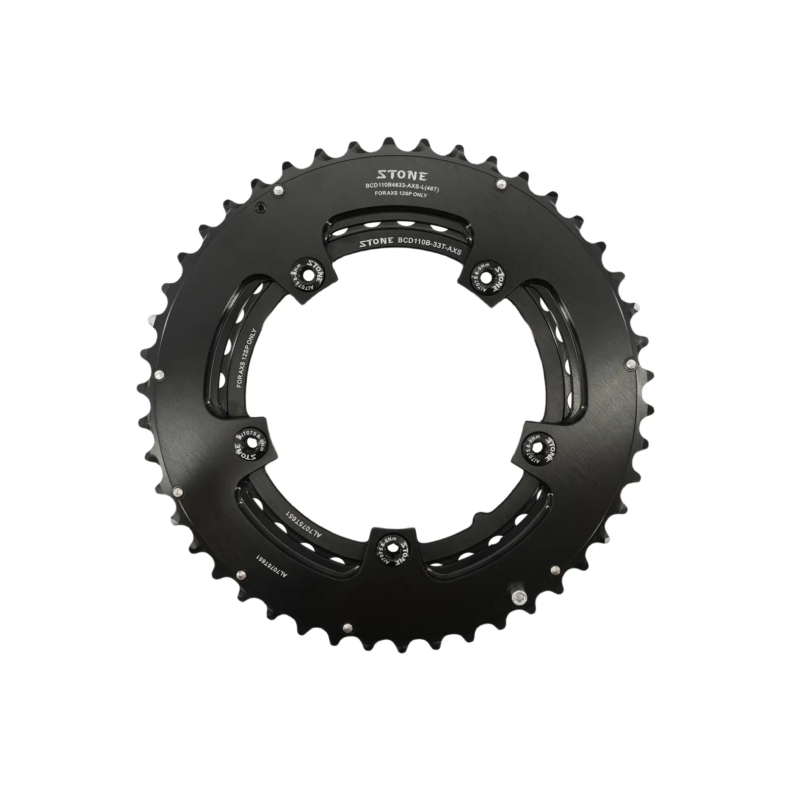 Stone 110bcd Round Double Chainring 5 bolts for 12S AXS Flattop Chain 12 Speed Road Bike  46 33t 48 33T 48 35T 50 37T 52 39T 54 41T 2x