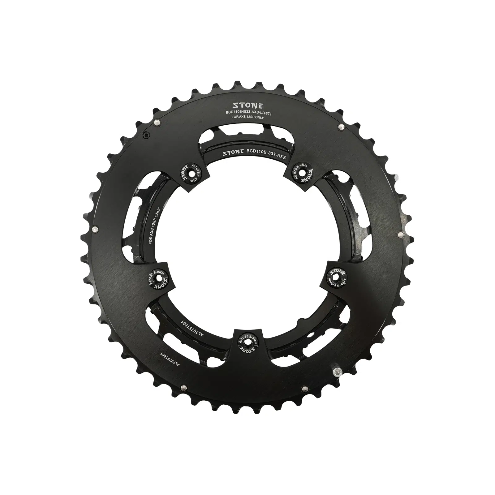 Stone 110bcd Round Double Chainring 5 bolts for 12S AXS Flattop Chain 12 Speed Road Bike  46 33t 48 33T 48 35T 50 37T 52 39T 54 41T 2x