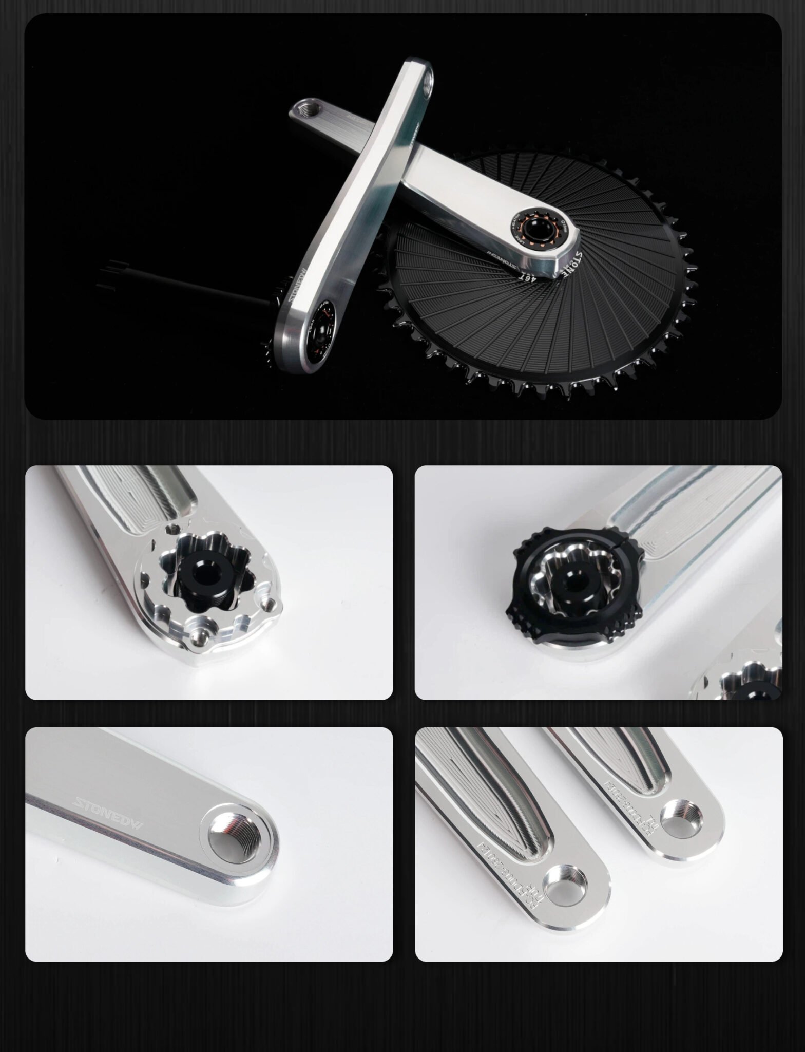 STONE Road Bike 3-Bolt Crankset | CNC Aluminum Racing Crank Arms | 7075 / 7050 Alloy | 155–175mm DUB 29mm FC-RD003 gravel bike