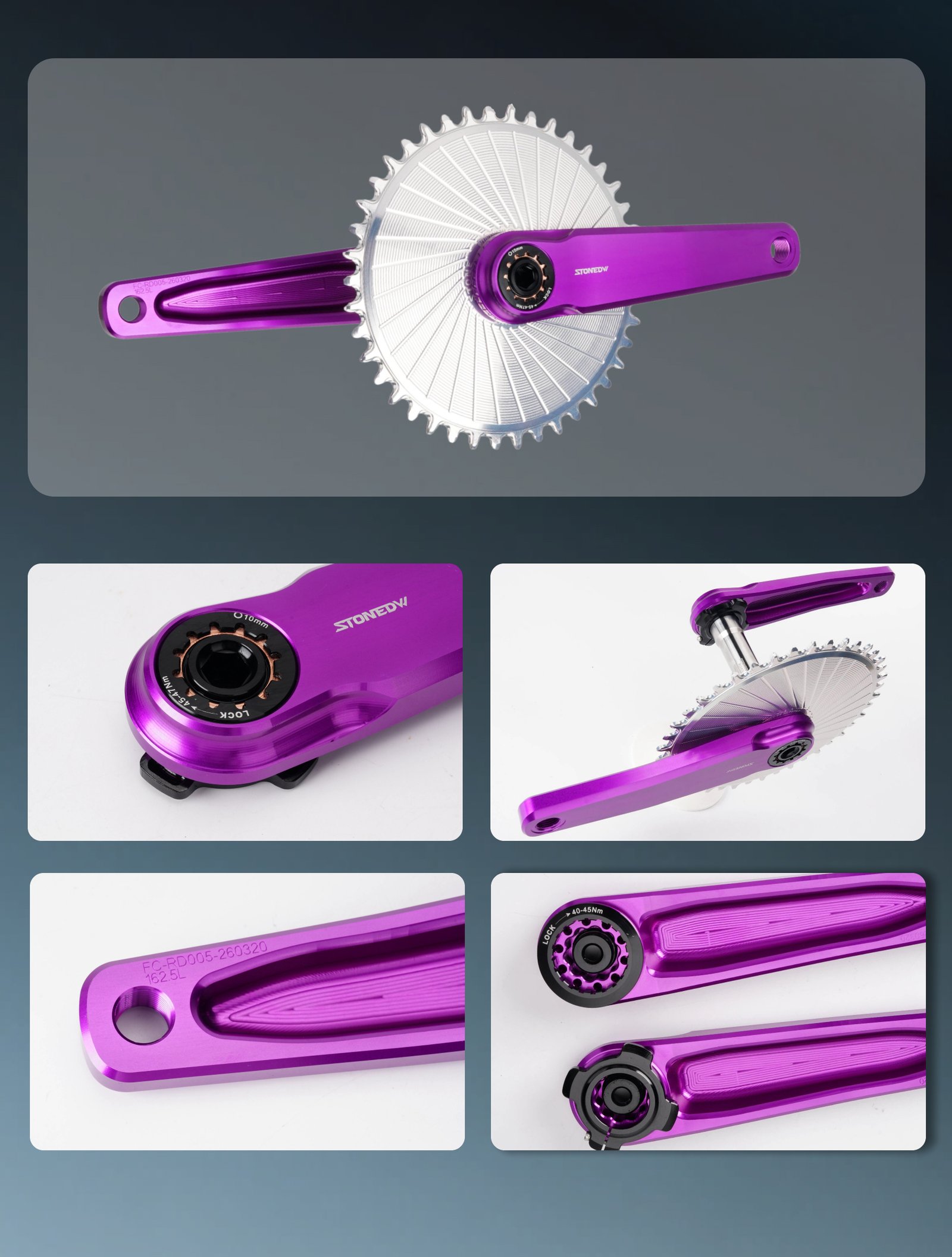 STONE FC-RD005 purple crankset detail display