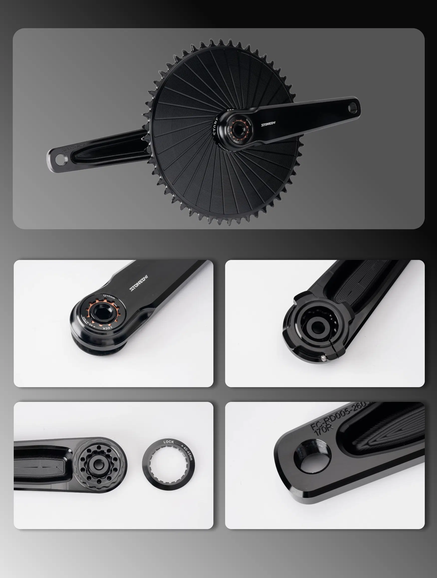 STONE Road Bike Crankset Easton Interface 7075 Aluminum CNC Crank Arms with TC4 Titanium Spindle  FC-RD005
