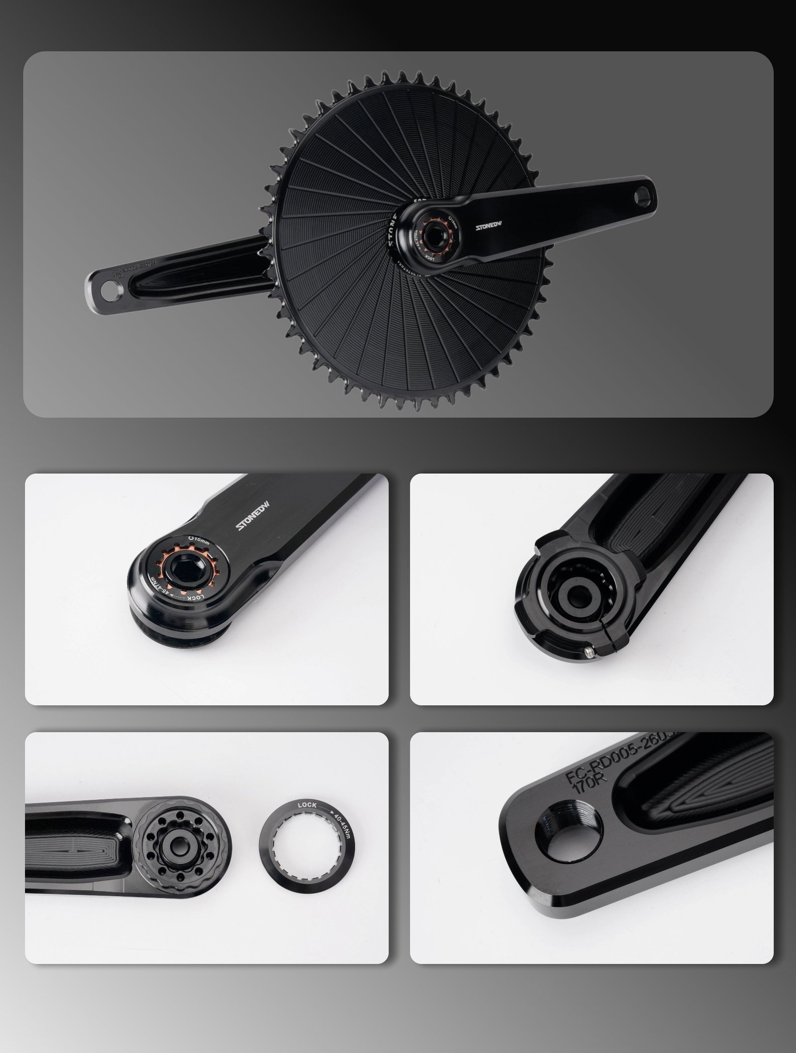 STONE FC-RD005 black crankset detail display
