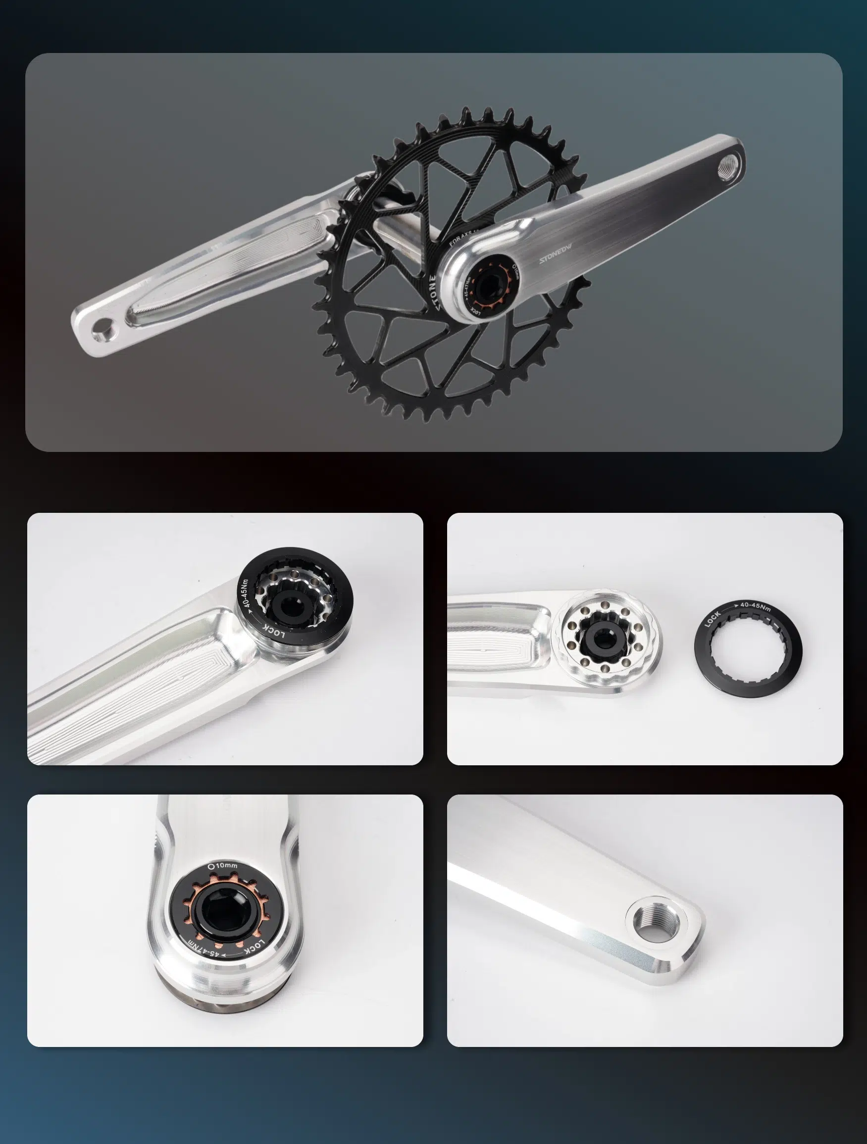 STONE Road Bike Crankset Easton Interface 7075 Aluminum CNC Crank Arms with TC4 Titanium Spindle  FC-RD005