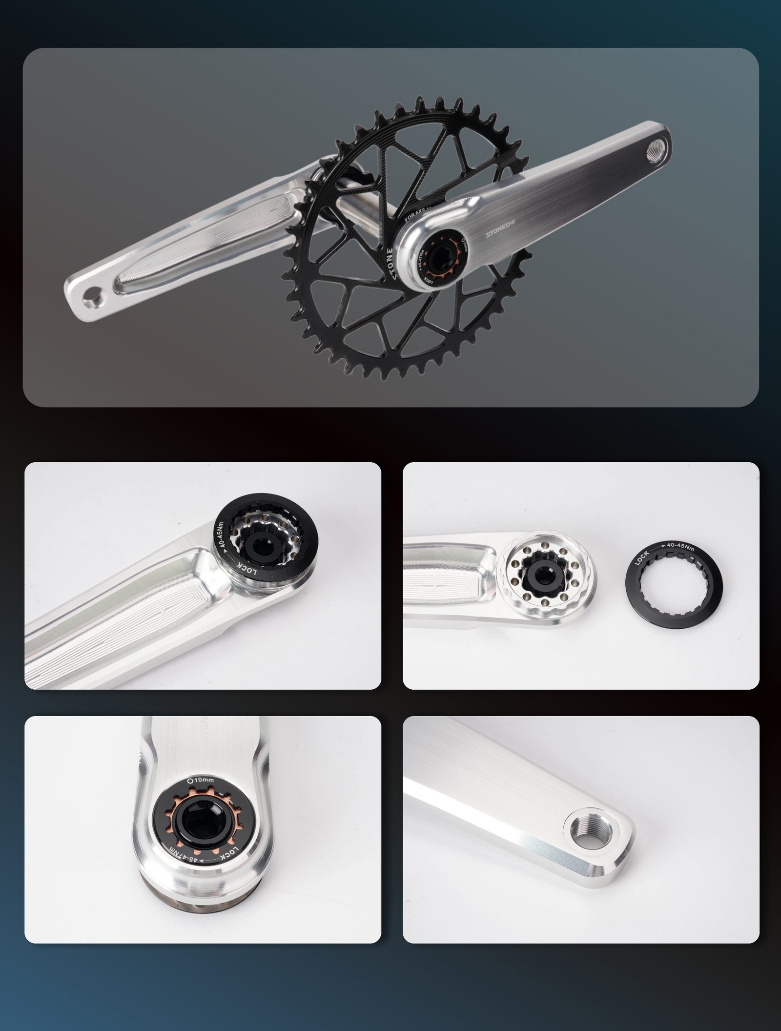 STONE FC-RD005 silver crankset detail display