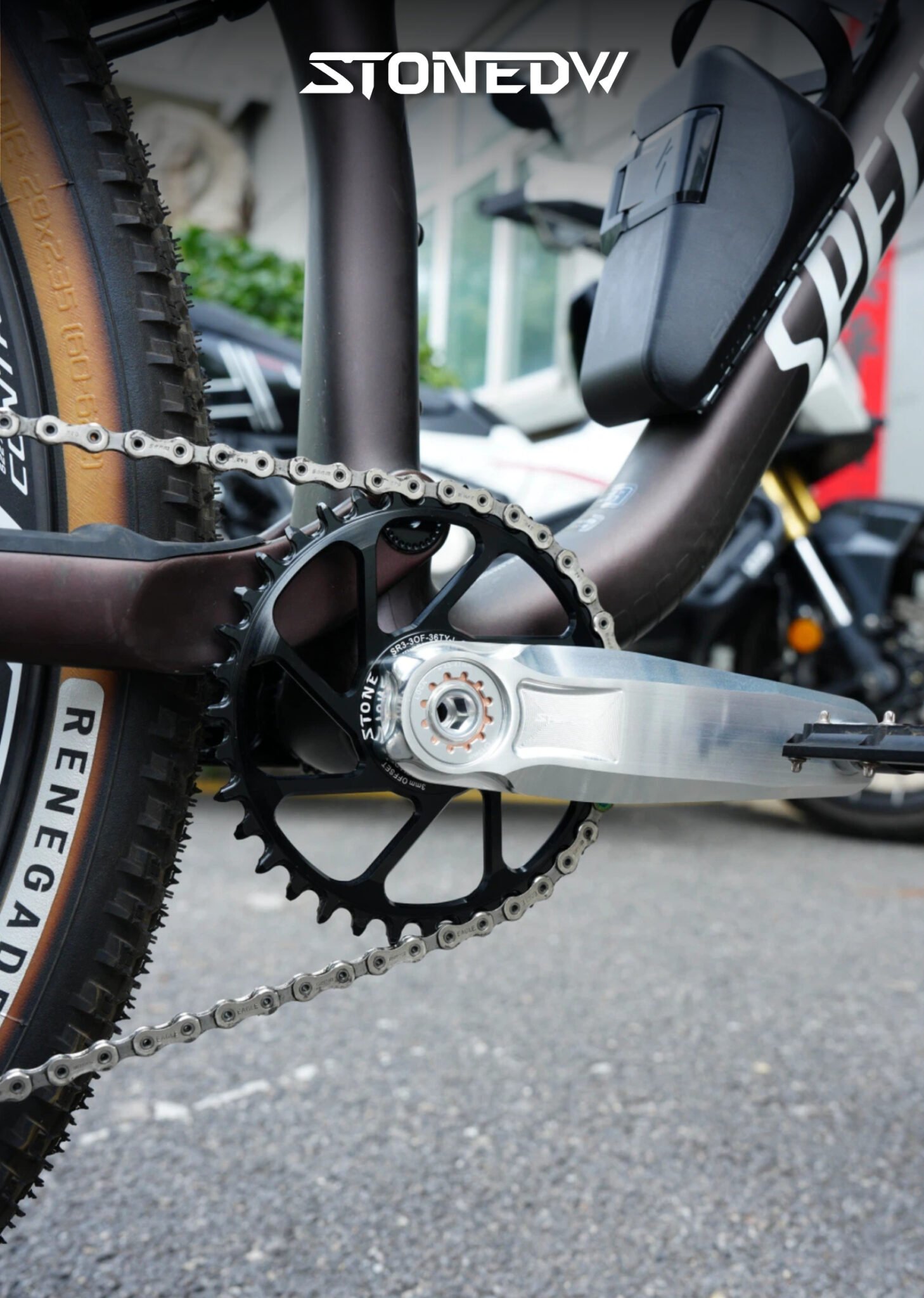 STONE MT-002 3-Bolt MTB Crankset 7050-T7451 CNC Aluminum Mountain Bike Crank Arm for SRAM 3-Bolt Direct Mount Chainring, Standard / WIDE / DH Axle