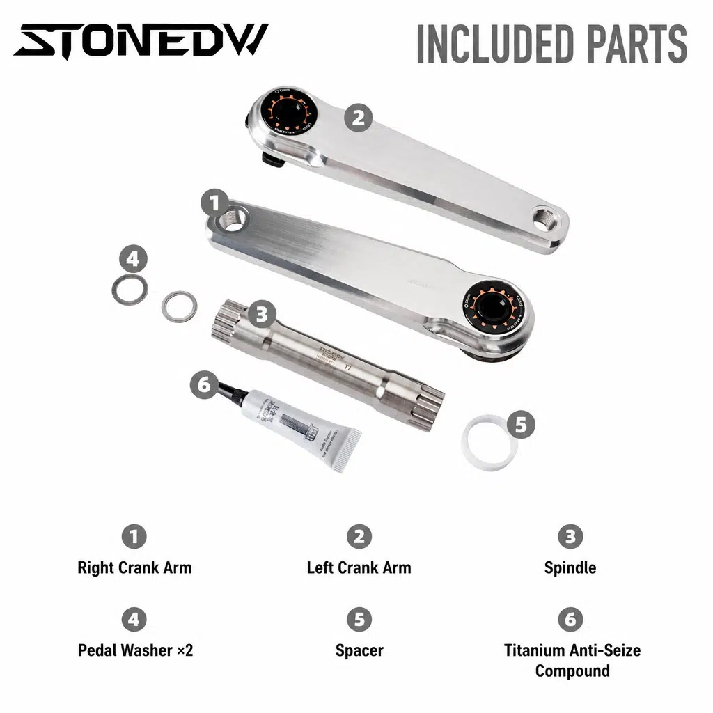 STONE Road Bike Crankset Easton Interface 7075 Aluminum CNC Crank Arms with TC4 Titanium Spindle FC-RD005 12 STONE FC-RD005 crankset color options