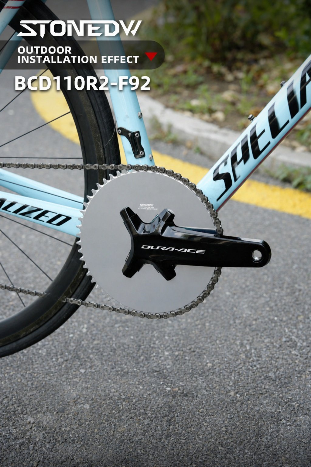 STONE 110BCD Aero Full-Cover Chainring for Shimano R7100 / R8100 / R9200 44 60T 16 STONE 110BCD Aero Full-Cover Chainring for Shimano R7100 / R8100 / R9200 44 60T