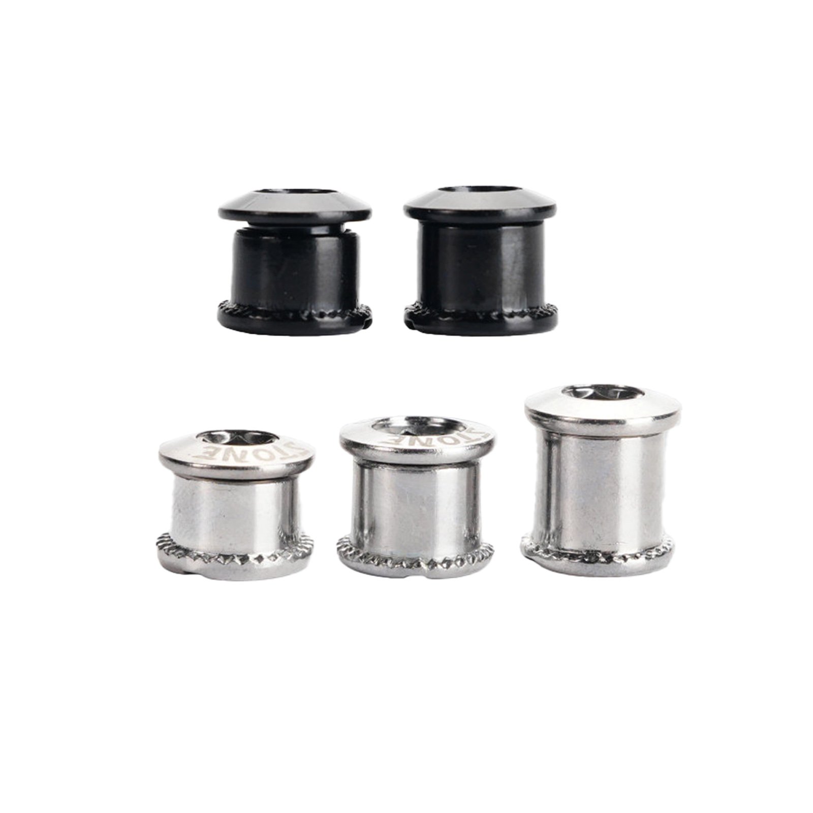 Stone CrMo Steel Chainring Bolts 5pcs M8 7.5/8.5/10.5mm Bicycle Chainring Screws for Road Bike MTB Crankset Sliver Black