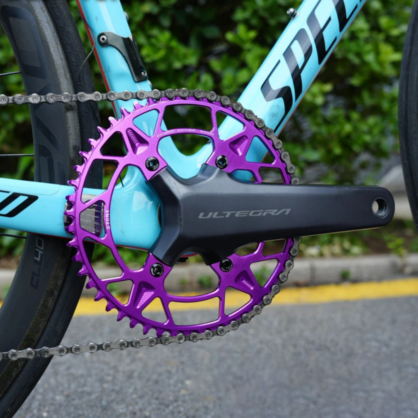 STONE Purple Rose Pink 110BCD Round Narrow Wide Chainring for Shimano R7100 R8100 R9200 R9100 R8000 R7000 52T 54T 56T 1x Road Bike Chainring 9-12 Speed