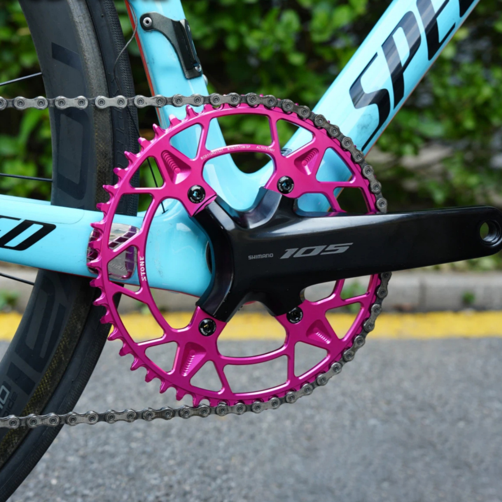STONE Purple Rose Pink 110BCD Round Narrow Wide Chainring for Shimano R7100 R8100 R9200 R9100 R8000 R7000 52T 54T 56T 1x Road Bike Chainring 9-12 Speed