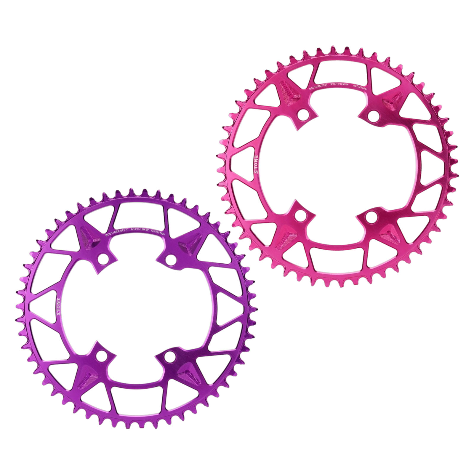 STONE Purple Rose Pink 110BCD Round Narrow Wide Chainring for Shimano R7100 R8100 R9200 R9100 R8000 R7000 52T 54T 56T 1x Road Bike Chainring 9-12 Speed